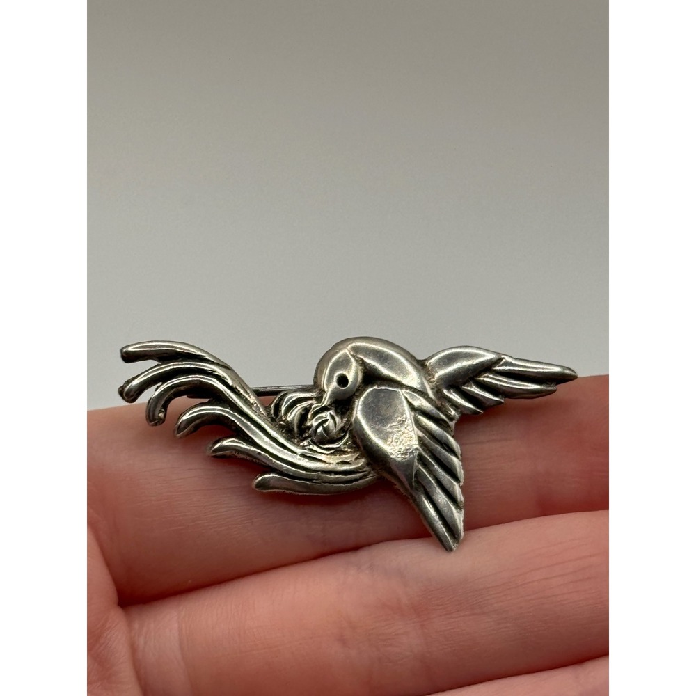Vintage Mexico Silver Bird Brooch Pin